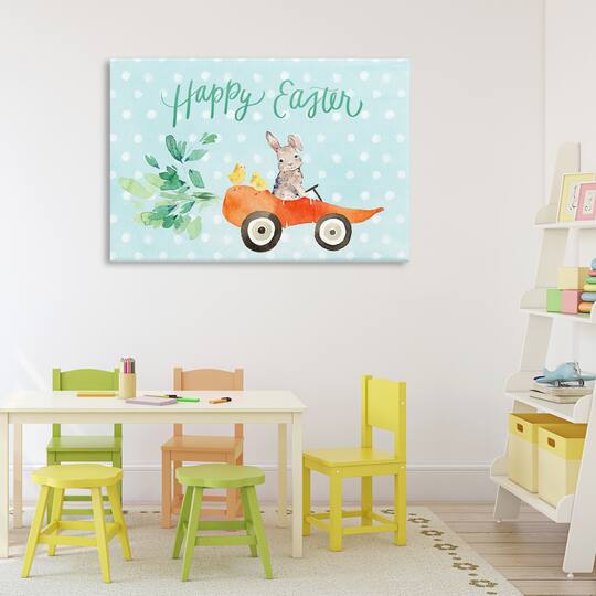 Stupell Industries Easter Carrot Car Bunny Canvas Wall Art